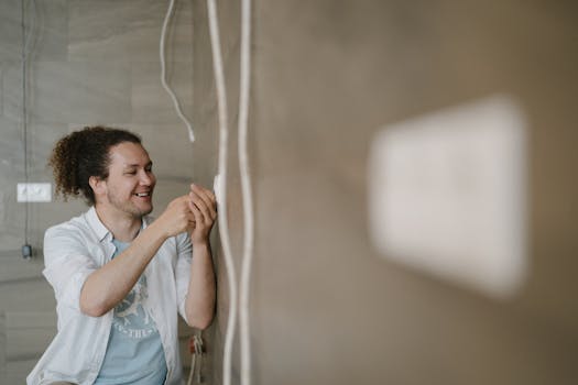 image of specialized electrician working on circuit installations