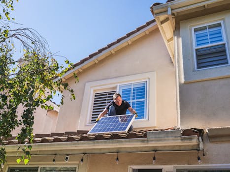 team working on a solar panel installation